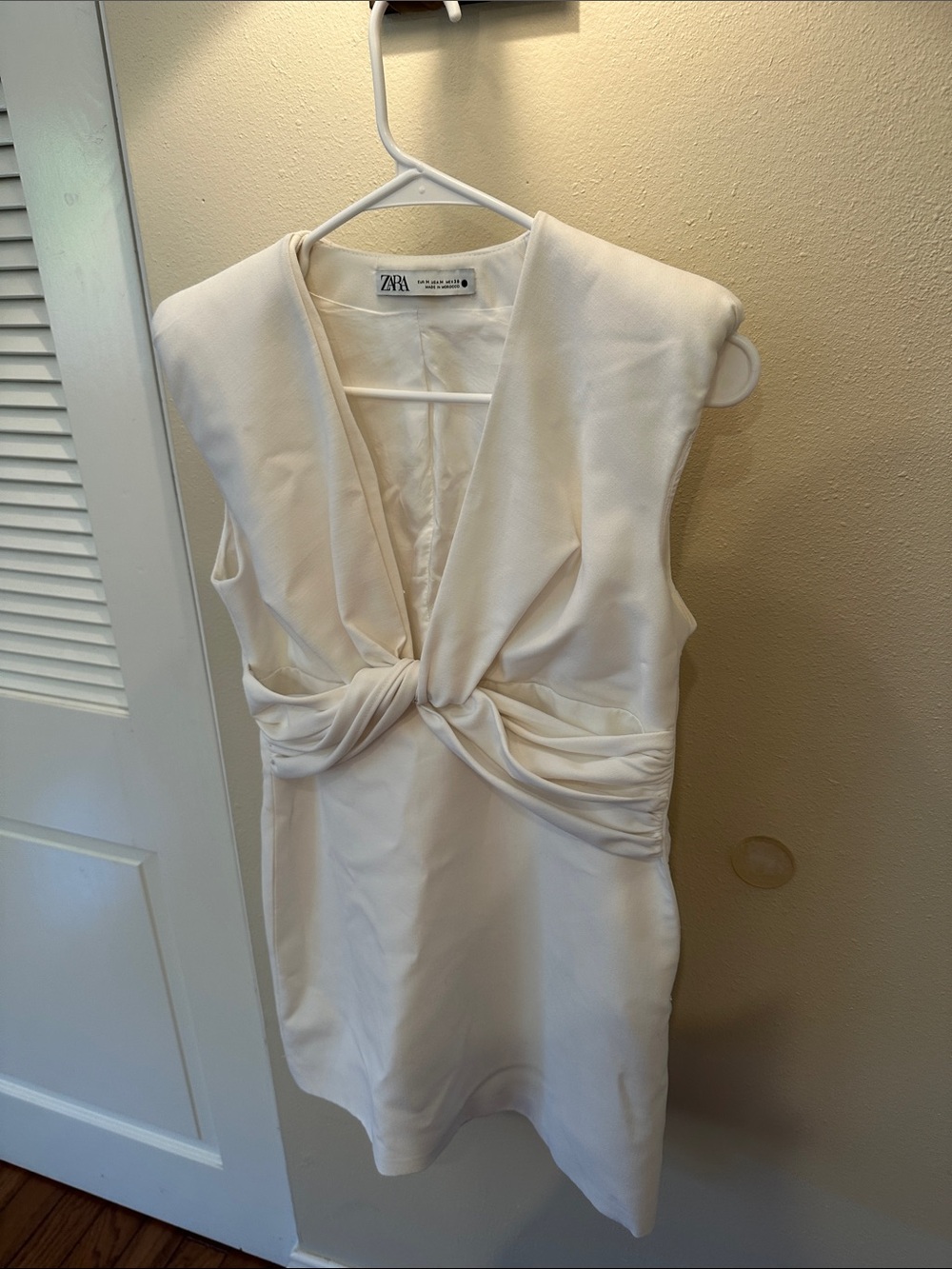 Zara White Knot-Front Sleeveless Mini Dress